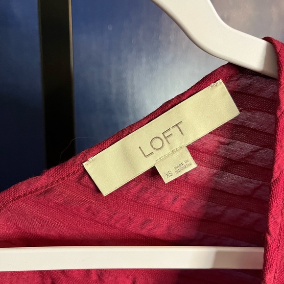 LOFT Red Long Sleeve Blouse Size XS - Picture 2 of 3